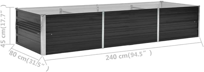 Galvanized Garden Raised Bed Kit Galvanized Planter Raised Garden Boxes Outdoor Metal Raised Garden Beds for Vegetables Anthracite 94.5x31.5x17.7 Galvanized Steel-295