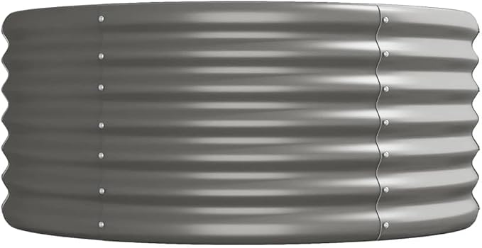 Large Oval Raised Garden Bed Planter Powder-Coated Steel Outdoor Planter Box for Herbs Vegetables Flowers Modern Grey Patio Balcony Gardening with Durable
