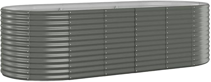 SKM Garden Raised Bed Grey Powder-Coated Steel LargeGrey (Weight 35.01KG)