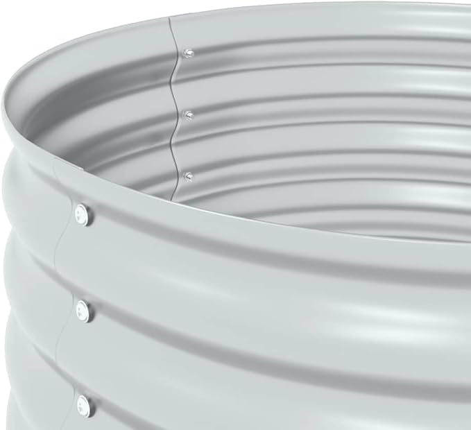 Round Galvanized Steel Raised Garden Bed 31.5x31.5x17.3 Silver Metal Planter Box for Vegetables &amp Herbs Weather-Resistant Outdoor Elevated Garden Bed for Patio &amp Lawn