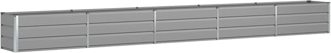 Outdoor Metal Raised Garden Bed Steel Planter Box for Gardening Vegetables Fruits Flowers Easy Assembly 188.98 x 19.69 x 17.72 in Light Gray-816