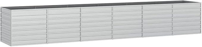 Raised Garden Bed 189x31.5x30.3 Galvanized Steel Silver Planter Large Outdoor Elevated Planter Box for Flower and Vegetable Garden Bed