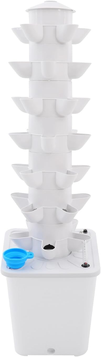 7-Tier Hydroponic Growing Tower 35 Plants Vertical Garden Kit with Water Pump &amp 2.64 Gal Water Tank Hydroponic Tower Growing System for Vegetables Strawberries Herbs Lettuce