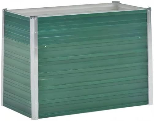Garden Raised BedRectangular Garden PlanterPlant Elevated Garden Box Gardening PotsPlantersfor Backyard Patio Balcony Garden Galvanized Steel 39.4x15.7x31.3 Green