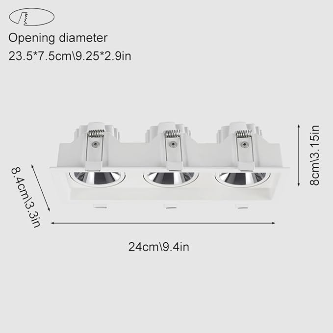 Spotlighting 3-Light Ceiling Spotlight Flush Mount Downlight Accent Lamp 9.4in Directio l Spotlights for Living Room Bedroom Hallway Office Decor