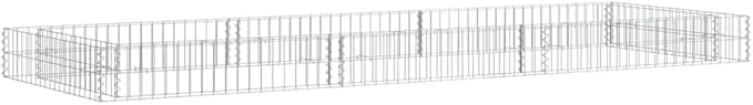 vidaXL Gabion Raised Bed in Galvanized Steel - Weather- Sturdy Design for Secure Flower or Plant Bed - Silver Requires Assembly