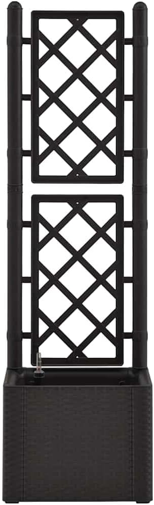 vidaXL Garden Raised Bed with Trellis Raised Bed for Flowers and Plants Self Watering Planter with Water Level Indicator Outdoor and Indoor Use Anthracite PP