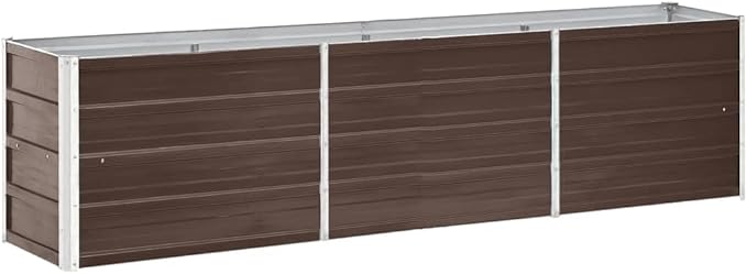 YAFF Garden Raised Bed Galvanized Steel 94.5x15.7x17.7 Brown