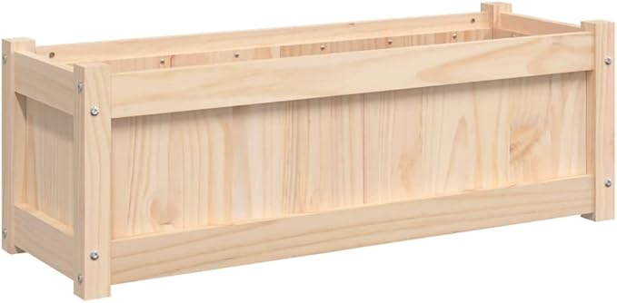 Solid Wood Planter Box for Outdoor Vegetable Flower and Herb Gardening 35.4 Large Planting Trough for Garden Patio and Indoor Plants Beds