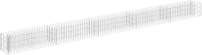 Gabion Raised Garden Bed Silver Galvanized Steel Planter Box 177.2 x 11.8 x 11.8 Inch Outdoor Rectangular Design Durable Weather-Resistant for Flowers Vegetables