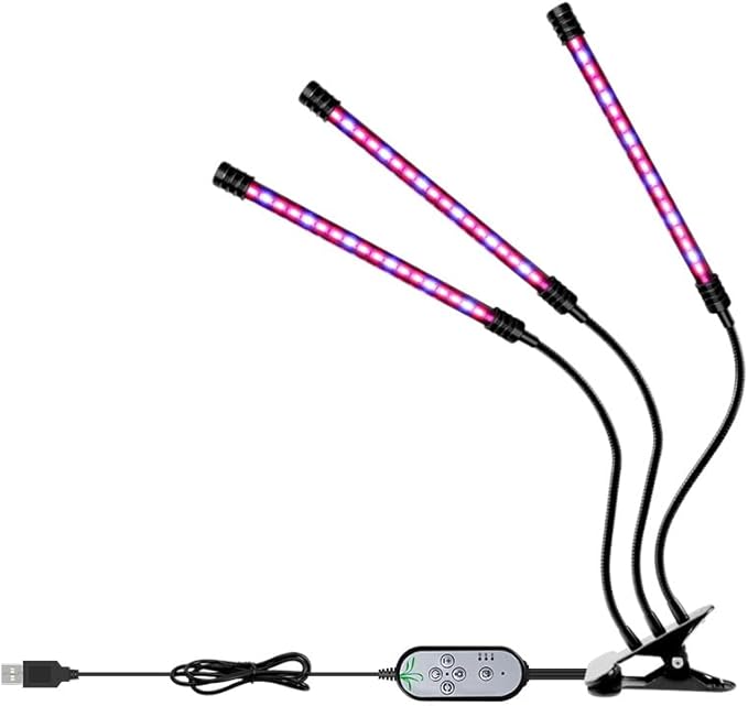 45W Full Spectrum USB Indoor Desktop Clip Plant Light 5Level Dimmable 5V Flowers Planting Lights Auto On/Off Red Blue Seeds Fill Light 360°Adjustable Angle Vegs Hydroponic Lighting UV/IR Greenhouse