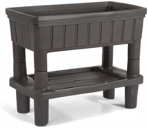 Simplay3 American Home Raised Garden Bed Outdoor Planter with Garden Tools Storage Shelf 36 L x 30 H Garden Bed Dark Brown