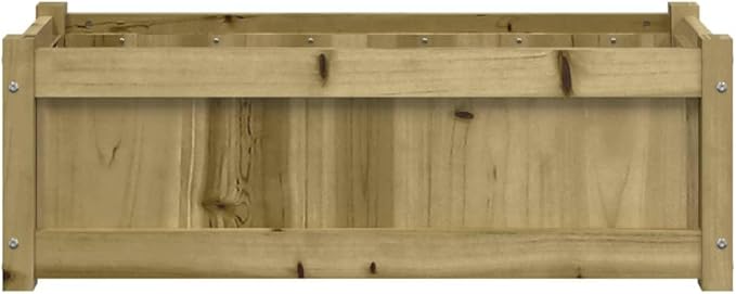 Garden Planter Set of 2 Natural Wood Finish Fence Steel Baskets Landscape Galvanized Outdoor Solid Pine Wood