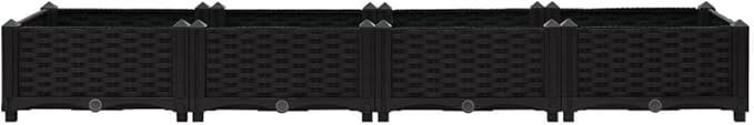Raised Garden Bed Polypropylene Planter Box Raised Bed Planting Container Indoor Outdoor Vegetables Herbs Flowers Growing Planter Box 63x15.7x9.1 Polypropylene Black