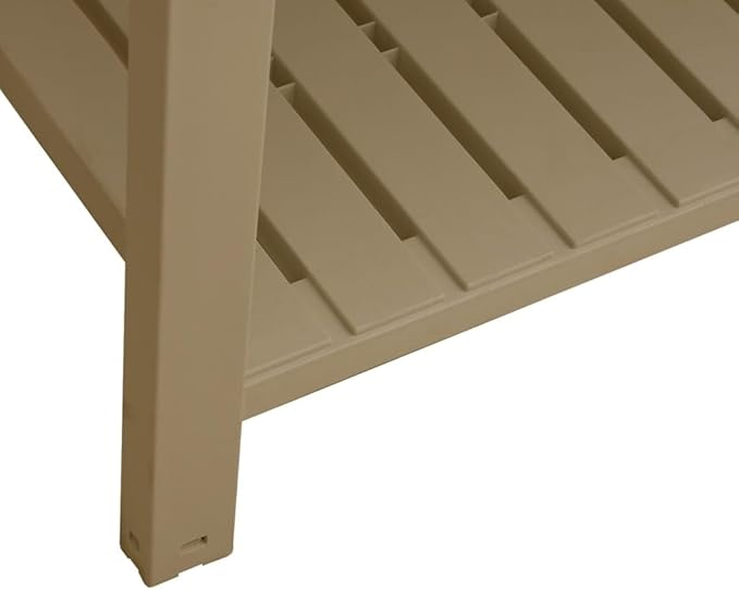 Garden Raised Bed with Legs PP Planter Box Stand Outdoor with Storage Shelf for Backyard Patio Light Brown 43.3x17.7x31.1 Polypropylene-121