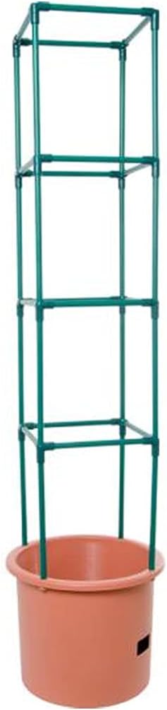Hydrofarm Tomato Barrel Pot Garden Planting System with 4 Foot Trellis Tower &amp Grow!T Coco Coir Mix Block for Hydroponics Indoor and Outdoor Plants