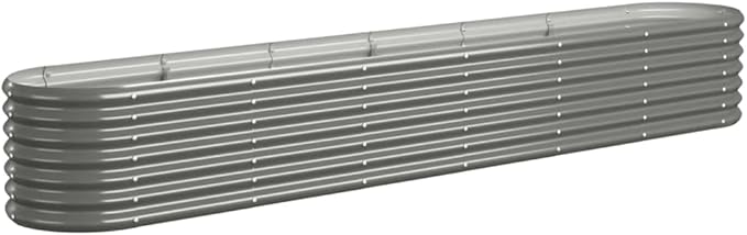 SKM Patio Raised Bed Powder-Coated Steel 102.4x15.7x14.2 Gray (7.54 KG/16.588 LBS)