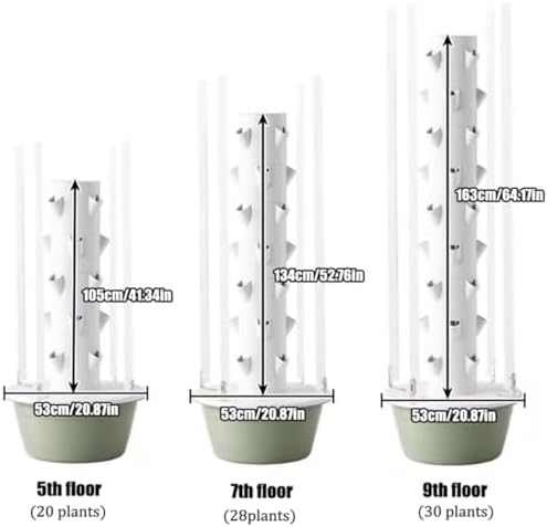 Smart Hydroponic Tower Garden - Indoor/Outdoor Vertical Growing Kit for Herbs Fruits &amp Vegetables 5/7/9 Layers 36 Holes Silent Pump &amp Timer Space-Saving Solution