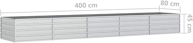 Garden Raised Bed Silver Galvanized Steel 157.5 x 31.5 x 17.7 in Outdoor Planter Box for Vegetables Flowers Durable Garden Beds