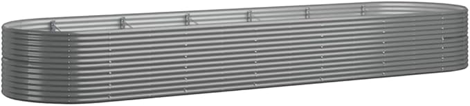 Garden Raised BedGardening AccessoriesModern DesignBackyard Raised BedsPatio Raised BedsHerb PlantersFreestanding Plantersfor BalconiesDecksPatiosPowder-coated Steel 200.8x55.1x26.8 Gray