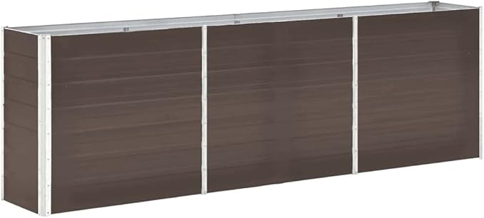 Garden Raised BedVegetable Trellis Large Planter Box for Growing Flowers Porch and Fruits Herbs Decks Patios Galvanized Steel 94.5X15.7X30.3 Brown