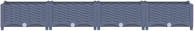 Polypropylene Outdoor Planter for Vegetables Flowers Herbs &amp Gardening | Large Plant Box for Raised Beds &amp Planting Blue Gray 63x15.7x9.1