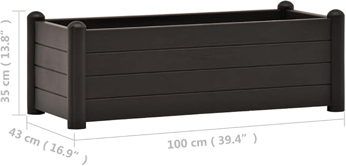 Garden Raised BedGarden PlantersGarden CenterpiecesGarden BedsRaised Beds for Growing FlowersHerbs and FruitsPP Anthracite 39.4x16.9x13.8