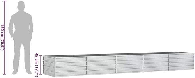 Silver Galvanized Steel Raised Garden Bed 157.5 x 31.5 x 17.7 Inch Outdoor Planter Durable Metal Garden Beds for Vegetables Flowers Herbs