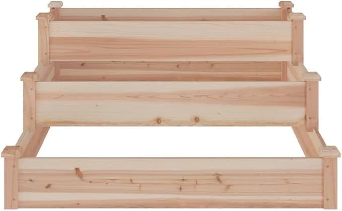 Garden Raised Bed Natural Solid Fir Wood 47.2x47.2x22.0 in Square Planter Box for Outdoor Plants Easy Assembly Gardening