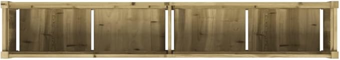 Large Rectangular Impregnated Pine Wood Garden Planter Set of 2 70.9 x 70.9 x 12.2 in Weathered Finish Outdoor Raised Garden Bed for Vegetables Flowers Herbs
