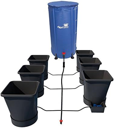 AutoPot 6 Pot XL System with 6.6 Gallon Pots and 25 Gallon FlexiTank - Self-Watering Gravity-Fed Hydroponic System - Indoor Blacl