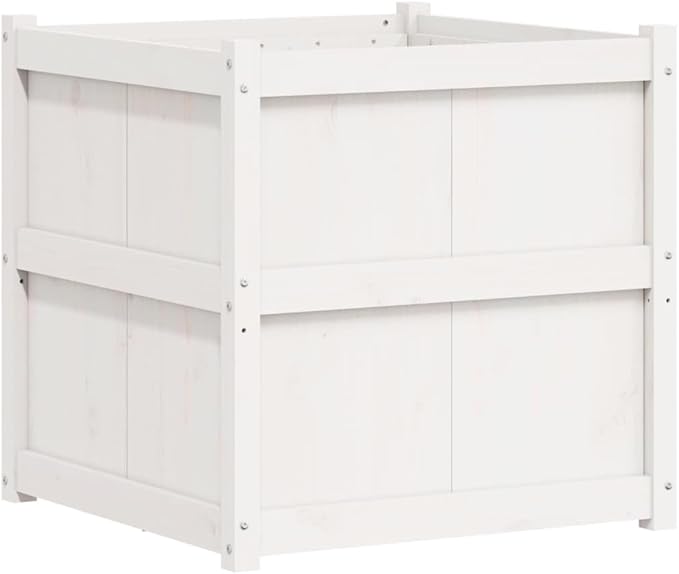 Wooden Raised Garden Bed Garden Planter Box Outdoor Wood Raised Garden Bed for Planting Plants Vegetables White 27.6x27.6x27.6 Solid Wood Pine-238