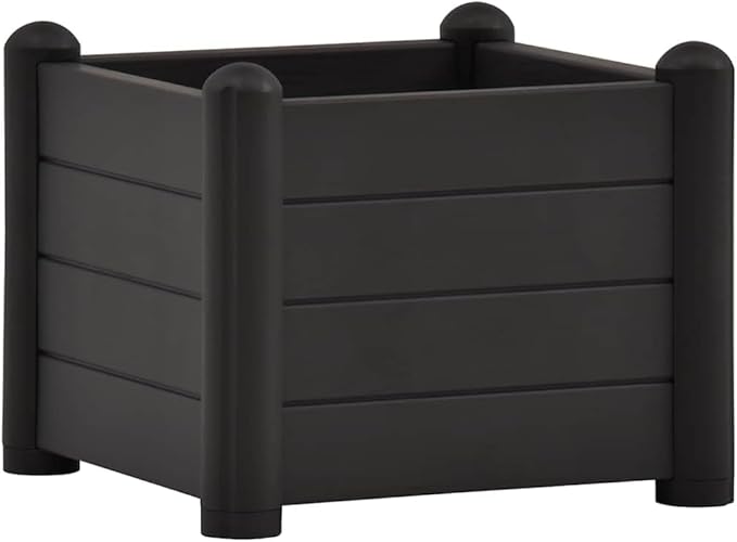 Anthracite Raised Garden Bed Polypropylene Outdoor Planter Box 16.9x16.9x13.8 Inch Square Durable for Flowers Herbs Vegetables