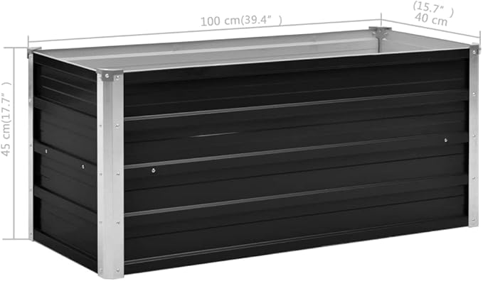 Garden Raised Bed Anthracite 39.4x15.7x17.7 Galvanized Steel