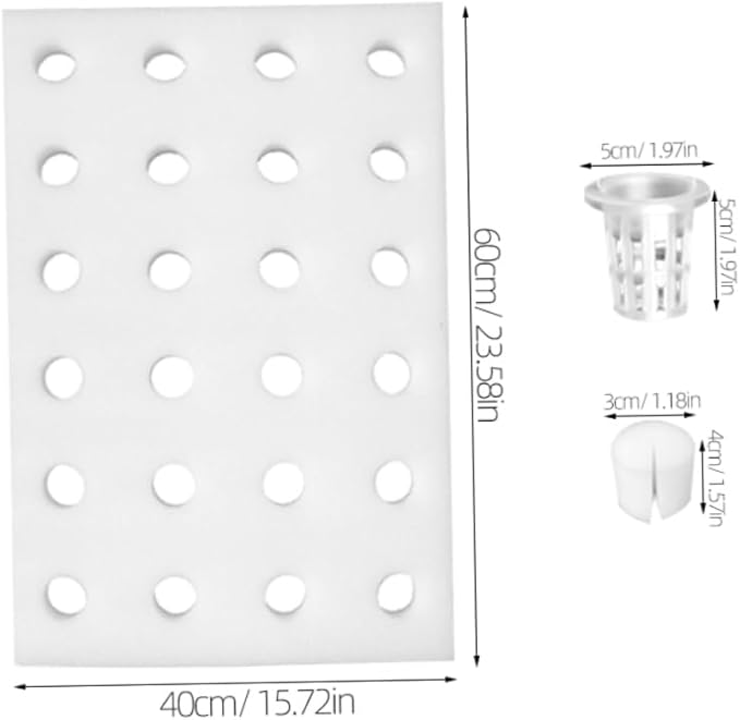 GALPADA Planting Tray Includes Cylinder Sponge Cups and Planting Baskets Hydroponic Floating Gardening for Greenhouse Vegetable Cultivation