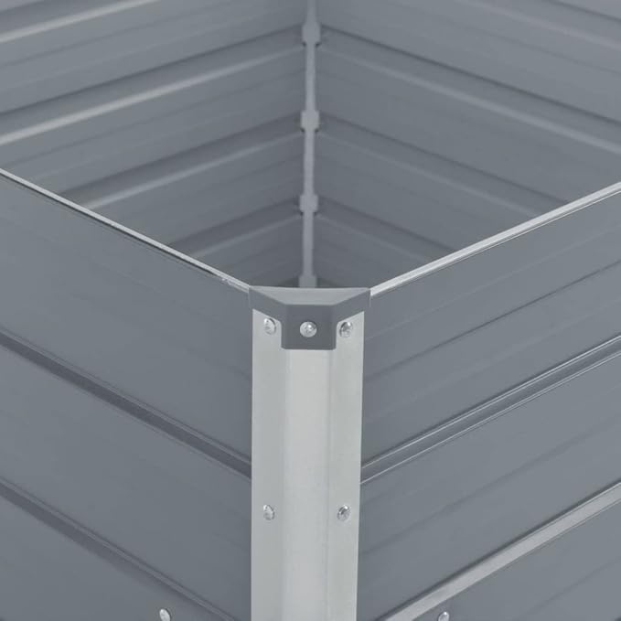 Raised Garden Bed 39.4x39.4x30.3 Galvanised Steel Gray