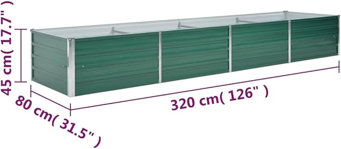 Garden Raised Bed Planter Boxes Patio planters Standing Planter Horse Trough planters Suitable for Nursery Courtyard Orchard Corridor Galvanized Steel 126x31.5x17.7 Green