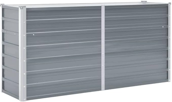 Garden Raised Bed Galvanized Steel 63x15.7x31.3 Gray