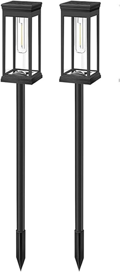 10W Solar Garden Stake Wusi Light –Weatherproo Square Tungsten Lawn Lights for Outdoor Pathway Lighting No Wires Required with Automatic Night Activation(2PCS)