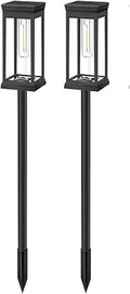 10W Solar Garden Stake Wusi Light –Weatherproo Square Tungsten Lawn Lights for Outdoor Pathway Lighting No Wires Required with Automatic Night Activation(2PCS)