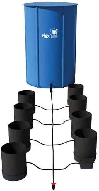 AutoPot 8 Pot GeoPot System with 5 Gallon Fabric Pots - Self-Watering Gravity-Fed Hydroponic System (8Pot with 25 gal Flexi Tank) Indoor Black