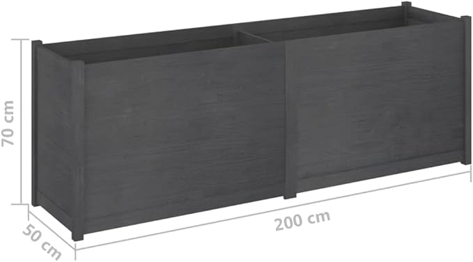 vidaXL Outdoor Solid Pine Wood Garden Planter - Weather - Gray Raised Bed for Flower and Plant Gardening - Requires Assembly - Size: 78.7x19.7x27.6