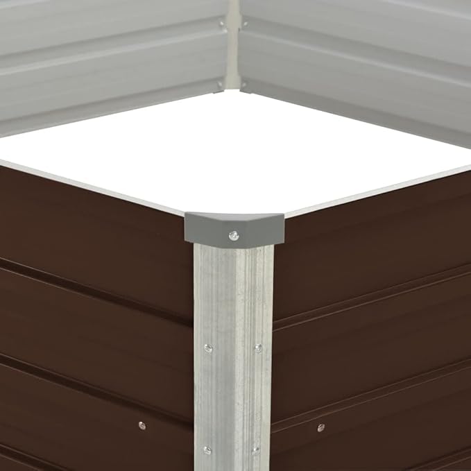 Raised Garden Bed Brown 50.8x50.8x18.1 Galvanized Steel