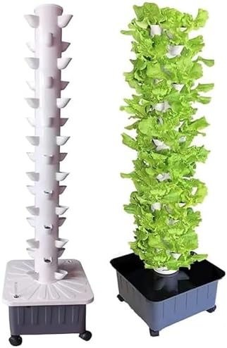 Hydroponics Growing SystemHydroponics Tower 45 Pods Garden Hydroponic Growing SysGarden Tower Aeroponics Growing Kit with Pump and Movable Water Tankfor Home Kitchen Gardening