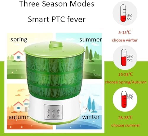 2-Layer Bean Sprouts Machine Seed Sprouter Kit for Home Bean Germinator for Healthy Sprouts Indoor Seed Grower Vegetable Sprouts Maker Easy to Use &amp Clean