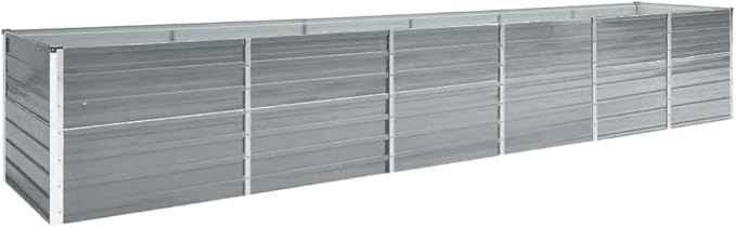 Garden PlanterOutdoor Plant BoxPatio Balcony Deck for Growing Flowers Vegetables Tomatoes and HerbsGarden Raised Bed Galvanized Steel 189x31.5x30.3 Gray