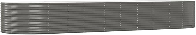 Oval Grey Powder-Coated Steel Raised Garden Bed 176 x 55.1 x 26.8 in Spacious Elevated Planter Box for Herbs Veggies &amp Flowers on Patio Yard &amp Balcony