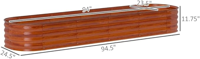 94.5 Inch Galvanized Steel Raised Garden Bed Planter – Open Bottom Weed Resistant Outdoor Planter for Vegetables Herbs Flowers Easy to Assemble Dark Brown