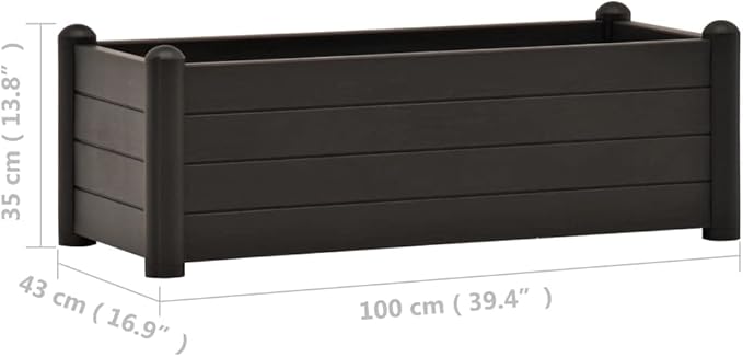 Garden Raised Bed PP Anthracite 39.4x16.9x13.8Raised Garden BedOutdoor Planters for Flower Herb Garden