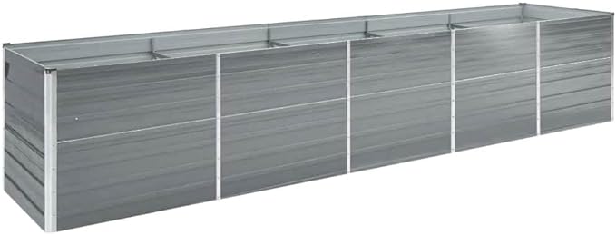 Galvanized Steel Raised Garden Bed Grey 157.5 x 31.5 x 30.3 in Modern Rectangle Planter Box for Vegetable Flower Herb Outdoor Patio Backyard Use